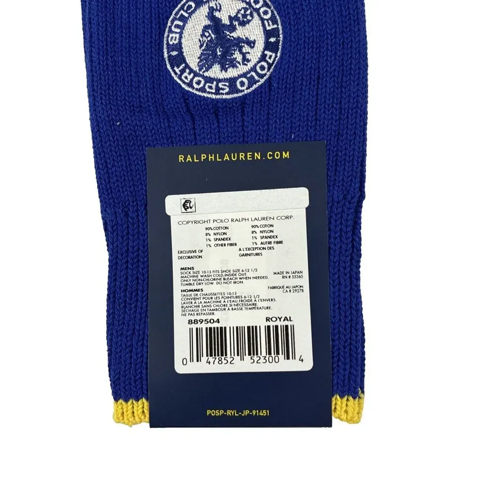 New Polo Ralph Lauren Socks Size 6 - 12 Blue Polo Sport Football Club Soccer NWT